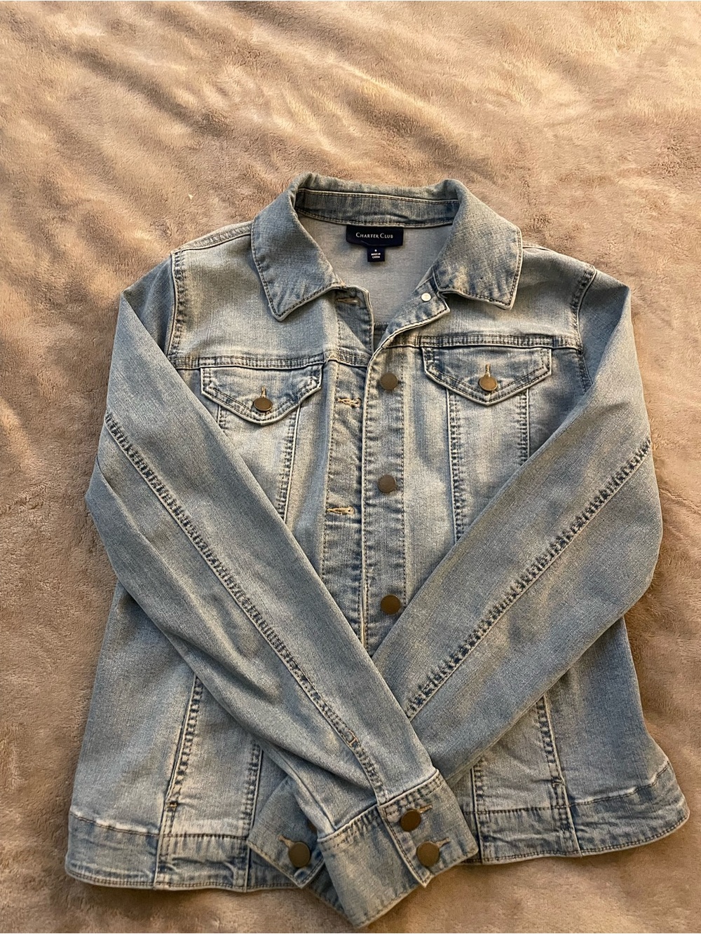 Charter Club Light Blue Denim Jacket Stretch Small